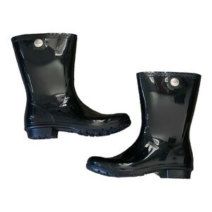 UGG Sienna Waterproof Rain Boots Women's US 10 Shiny Black Rubber